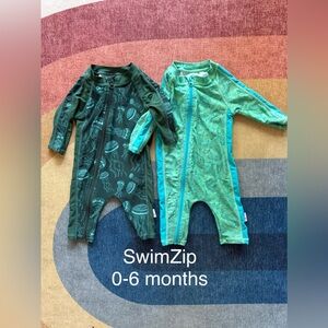 SwimZip Baby Long-sleeve UPF 50+ Swimsuits 0-6 Months (bundle of 2)